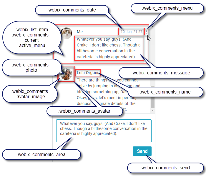 Webix Comments CSS map