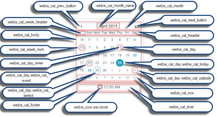 Webix Calendar basic use