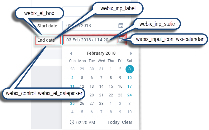 Webix Datepicker basic use