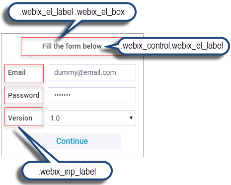 Webix Label CSS map