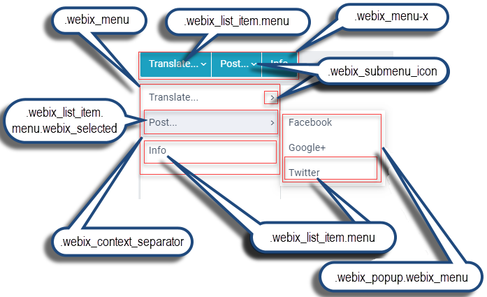 Webix Menu basic use