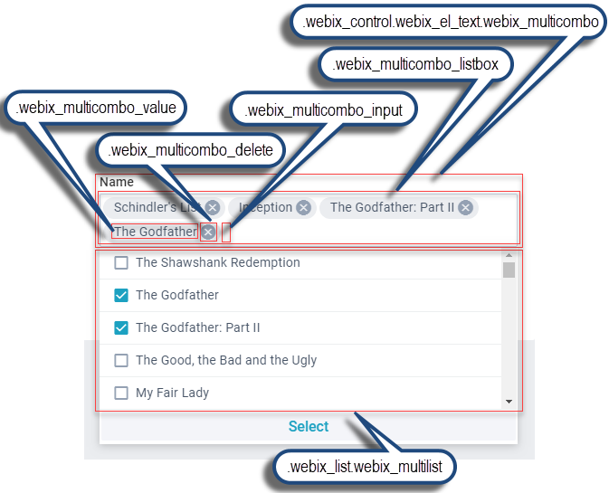 Webix Multicombo basic use