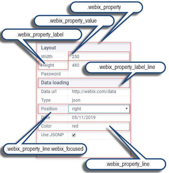 Webix Property Sheet basic use