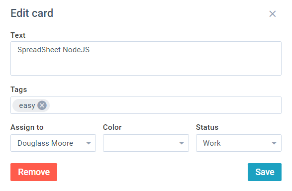 Webix Kanban default editor