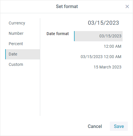 Default Number Formats Settings